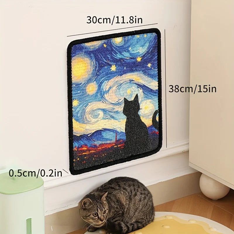 Cat Scratching Post Wall Mounted Mat Durable Soft Fabric With Stitched Edges Small Space Living 2025 Protects Furniture
