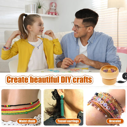 Bead Stringing Machine Electric Wooden Spinner Craft Tool Back To School 2025 Quick Bracelet Necklace Maker