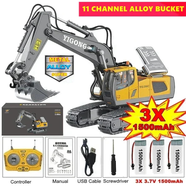 Remote Control Excavator Toy 4WD Construction Vehicle Battery Included Kids Gift Fall 2025