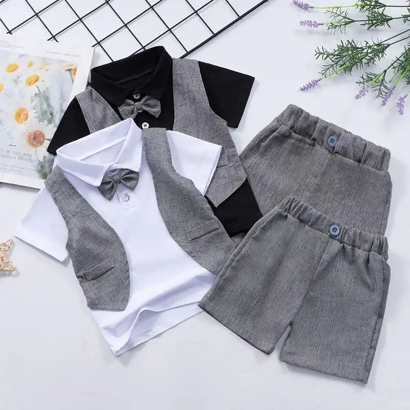 Style angle showing the boys casual t-shirt and shorts set - view 3