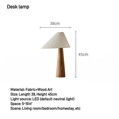 Japandi Conical Oak Floor Lamp Wabi Sabi Retro Lighting Home Decor