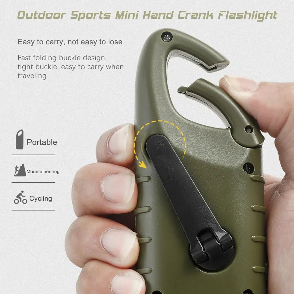 Portable LED Flashlight Tent Light Hand Crank Solar Torch - Outdoor Camping Hiking Emergency Lantern