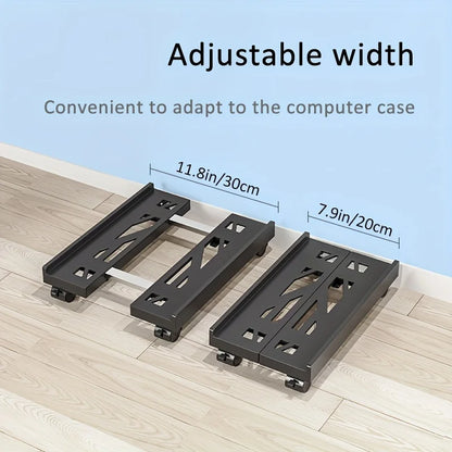 PC Tower Stand Adjustable Ventilated Base With Casters