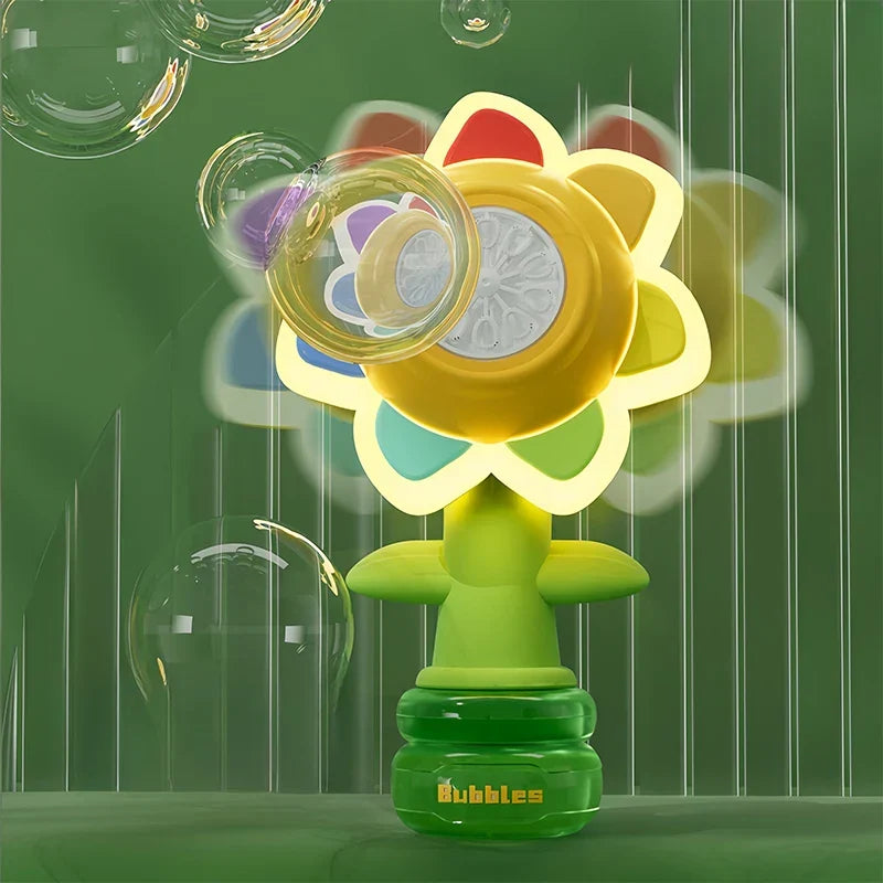 Bubble Machine Sunflower Bubble Maker Toy Kids Summer 2025 One Key Automatic Light Dancing Gift