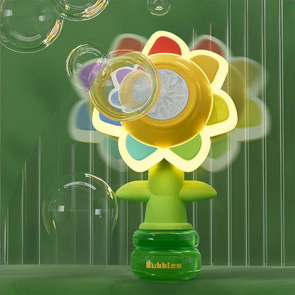 Bubble Machine Sunflower Bubble Maker Toy Kids Summer 2025 One Key Automatic Light Dancing Gift
