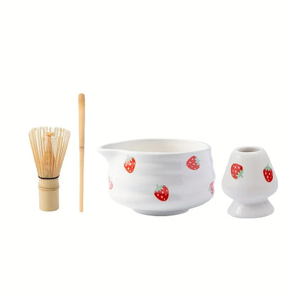 Matcha Bowl Set Ceramic Strawberry Whisk Chasen Kit