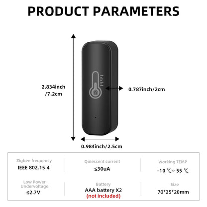Tuya ZigBee Smart Temperature and Humidity Sensor Battery Powered for Smart Home Security with Alexa and Google Home