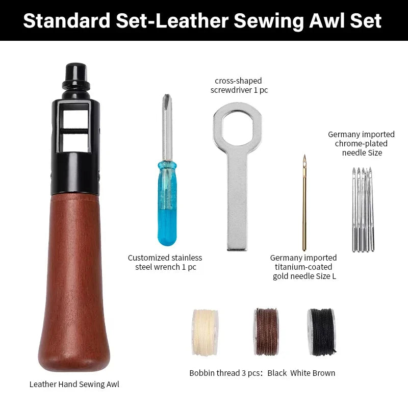 Leather Sewing Kit – Premium Hand Stitching Awl Tools Set for DIY Leather Craft and Canvas Repair, Fall 2026 Gift