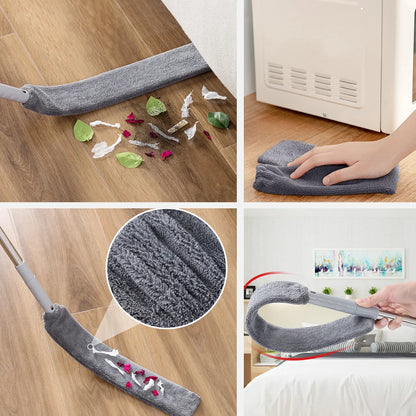 Microfiber Cleaning Tool Set - 4PCS Long Handle Duster & Brushes for Household Cleaning
