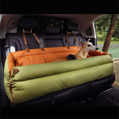 Pet Outing Lathe Luxury Faux Leather Dog Car Seat - Portable Booster Bed for Cats and Dogs