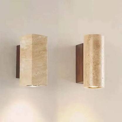 Japandi Yellow Marble LED Wall Sconce Wabi Sabi Bedside Light