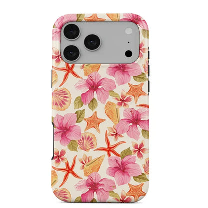Tropical Ocean Double-Layer iPhone Case - PC TPU Cartoon Design Washable Cover for iPhone 11 to 17