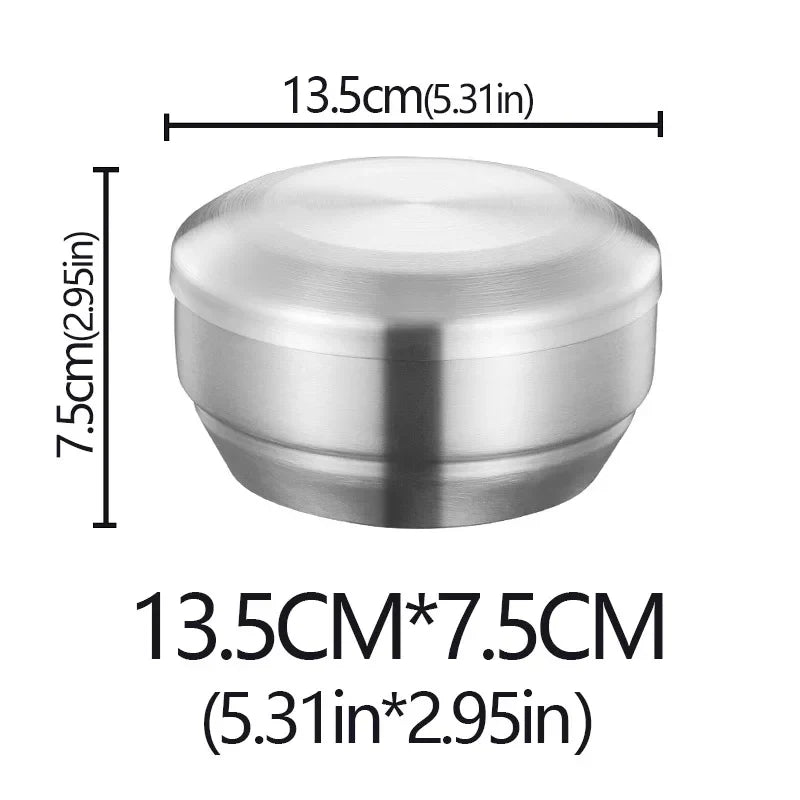 Stainless Steel Double Layer Rice Bowl With Lid Insulated