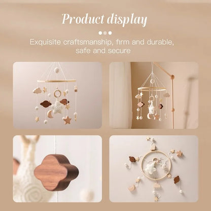 Baby Mobile Wooden Crib Hanging Toy Newborn Nursery Fall 2025 Soothing Music Developmental Gift