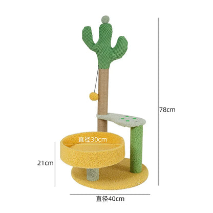 Cat Tree Cactus Style Sisal Tower Three Tier Scratching Post Cat Condo Fall 2025 Cozy Perches Gift