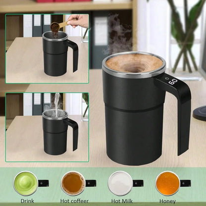 Self Stirring Mug 380ML Stainless Steel Interior USB Rechargeable Electric Coffee Cup Back To Work 2025 IP67 Waterproof