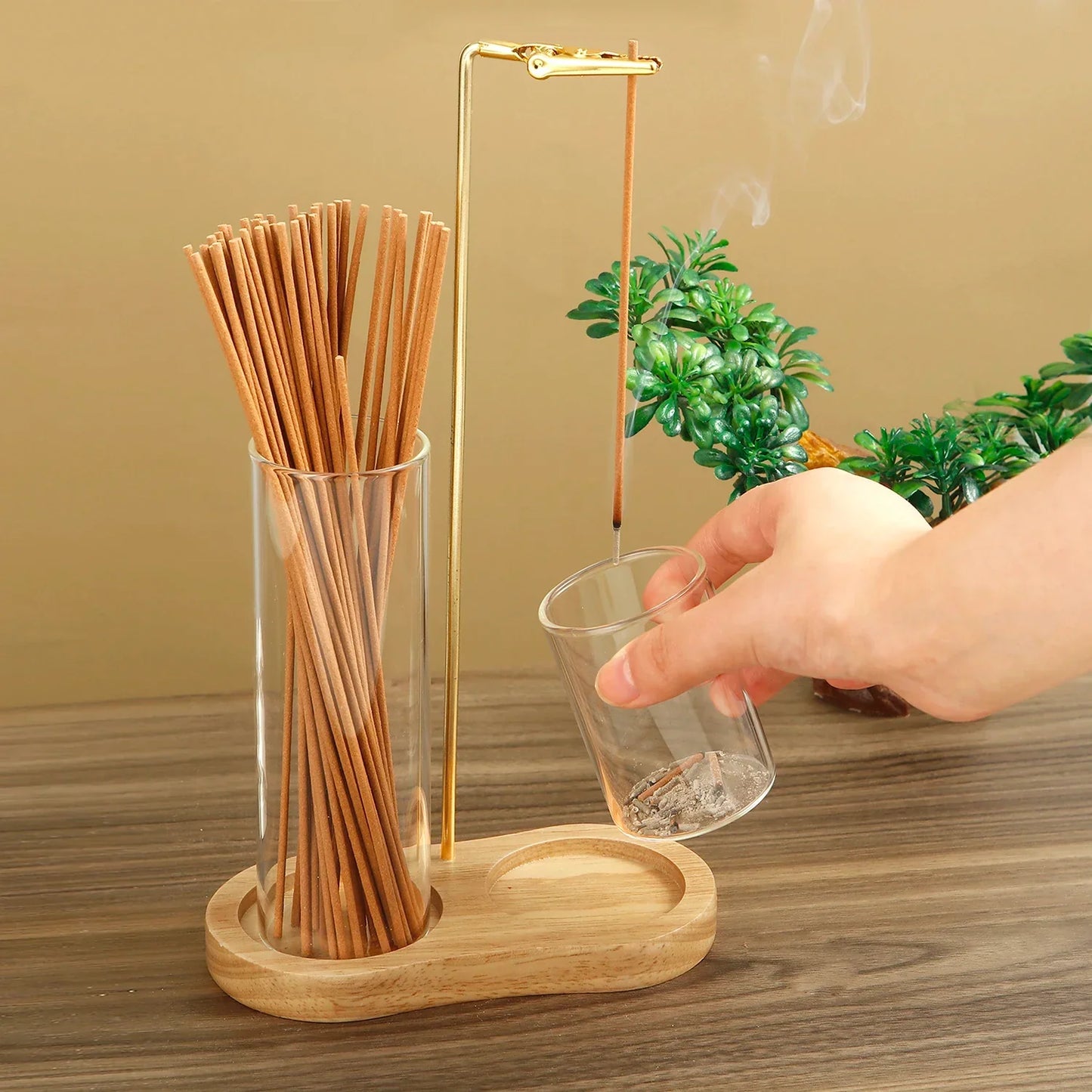 Incense Holder 2 in 1 Glass Ash Catcher Organizer Stand, Fall 2025 Home Decor, Anti Ash Clean Design