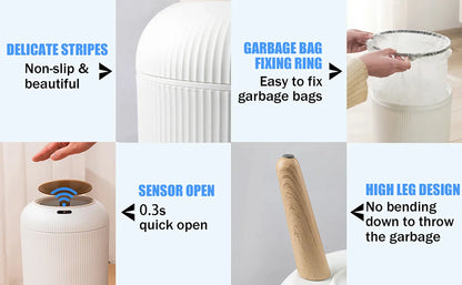 Motion Sensor Trash Can Small Plastic Smart Bin Hands Free