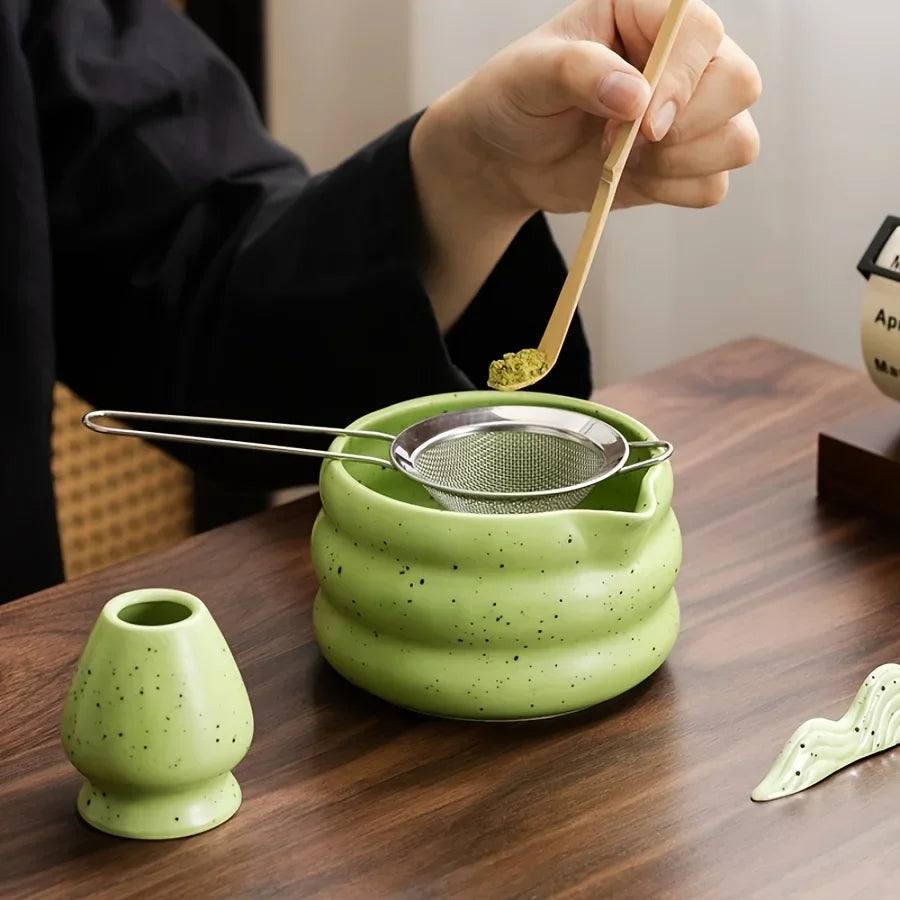 Matcha Bowl Ceramic Wavy Rim Tea Set With Song Dynasty Pointing Tool Fall 2025 Mindful Gift