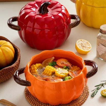 Ceramic Soup Pot Pumpkin Lid Porcelain Large Fall 2025