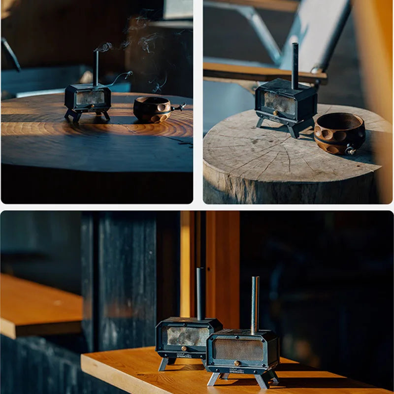 Portable Wood Stove Foldable Stainless Steel Mini Camping Incense Burner Fall 2025 Mosquito Control And Tabletop Aroma
