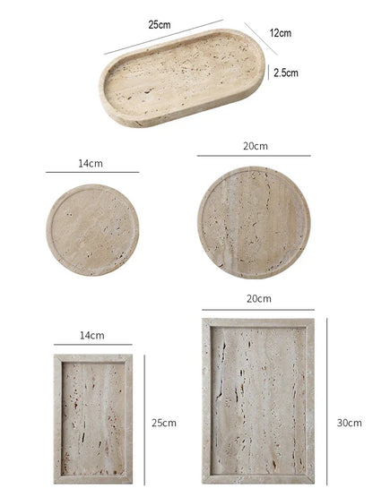 Vanity Tray Travertine Stone Minimalist Marble Style Tray Beige Organizer Fall 2025 Coffee Table Decor Gift