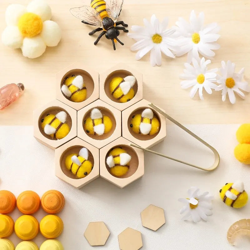 Montessori Fine Motor Toy 0-12 Months Wooden Bee Honeycomb Sensory Game Fall 2025 Development Gift