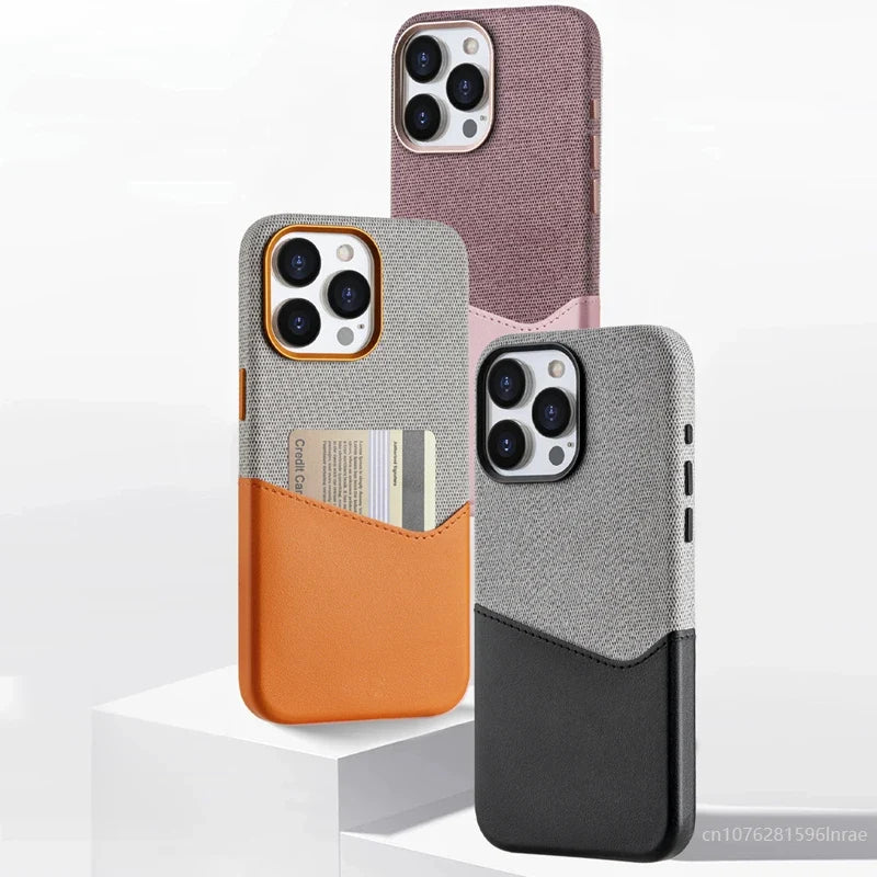 Card Holder MagSafe Leather Phone Case for iPhone 16 15Pro Max Wireless Charging Cover