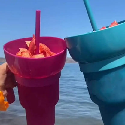 Snack Cup 2 In 1 Snack Bowl Tumbler Splash Proof Leakproof Popcorn Stadium Cup Movie Night Fall 2025