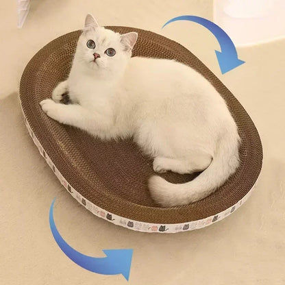 43cm Corrugated Cat Scratcher - Round Oval Grinding Toy, Wear-Resistant Bed Nest for Cats