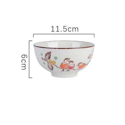 Ceramic 4.5 Inch Japanese Rice Bowl Retro Home Tableware