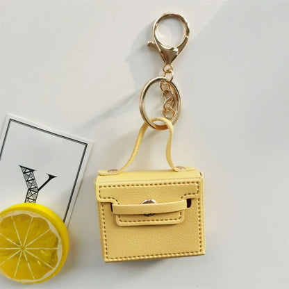1+1 Free Birkin Inspired Mini Hand Bag - Solid Color PU Leather Coin Bag Keychain Charm