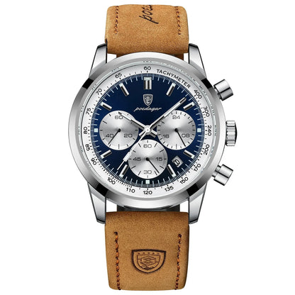 Quartz Watch Leather Chronograph Military Style 2025