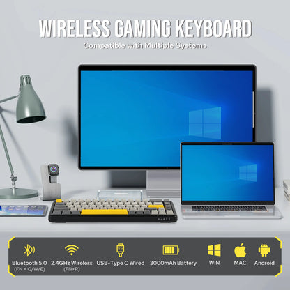 Mechanical Keyboard 68Key Wireless Bluetooth RGB Hall Effect