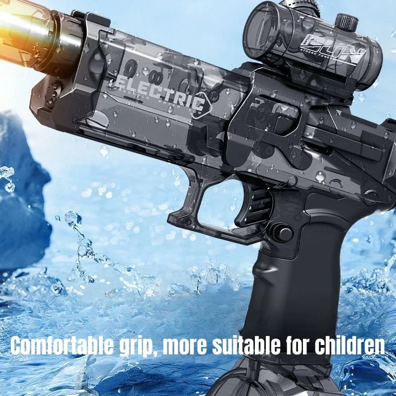 Electric Water Gun Self-Priming Pulse Blaster Kids Toy Summer 2025 Large Capacity Tank LED Lights