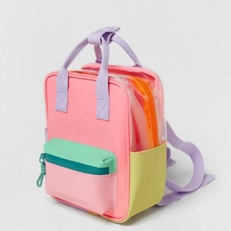 Translucent Backpack Patchwork Color Mini Jelly Backpack Back to School 2025 Adjustable Shoulder Strap Everyday Cute Bag