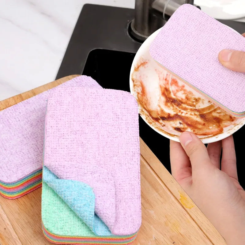 Kitchen Dishcloths 24-Pack Rainbow Tearable Absorbent Cleaning Cloths Thick Scouring Pads Eco Friendly Fall 2025