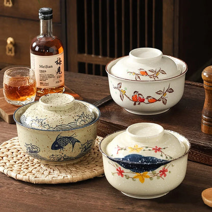 Instant Ramen Bowl With Lid Porcelain Large Capacity