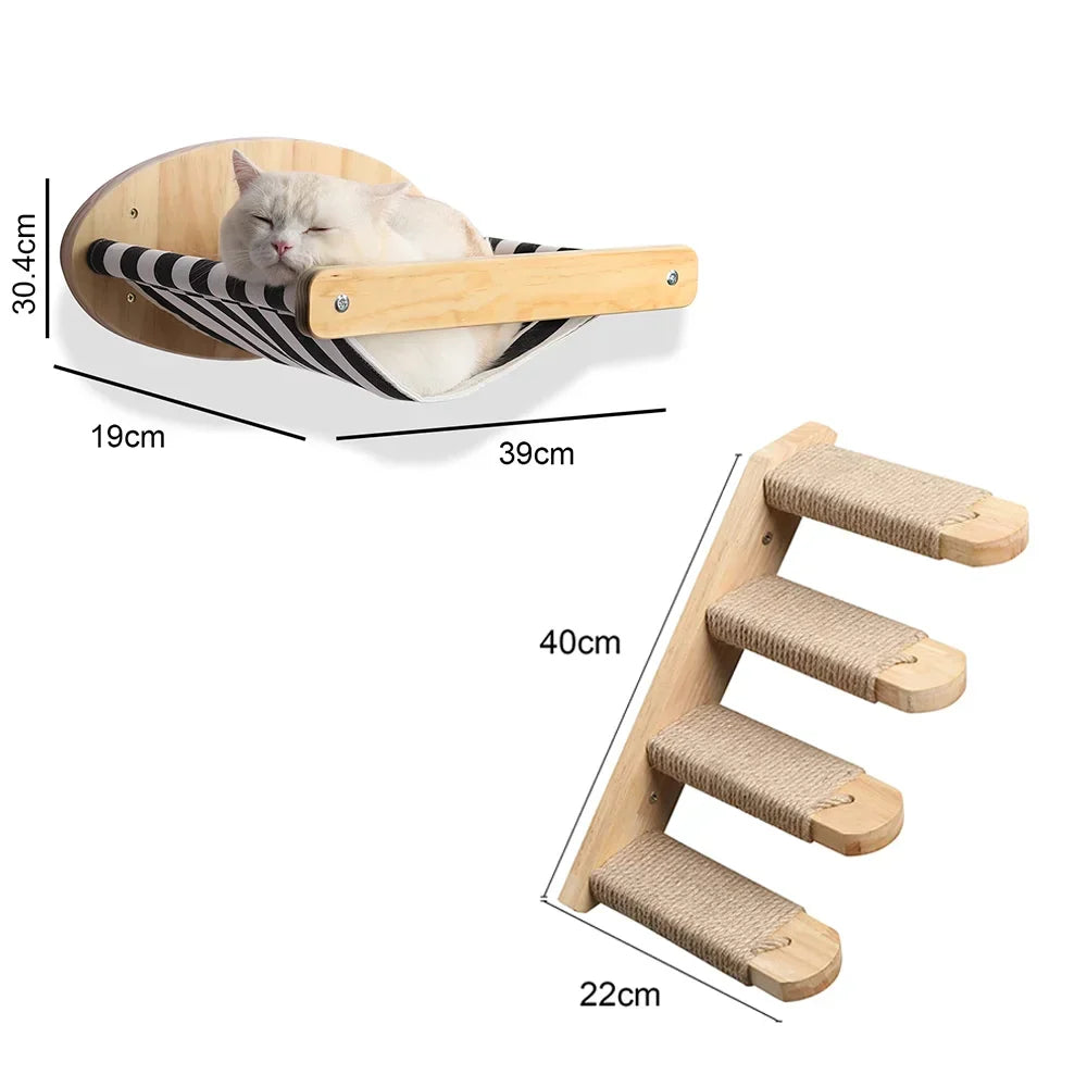 Cat Tree Wall Mounted Hammock Set Vertical Climbing Cat Furniture Fall 2025 Space Saving Scratching Playground