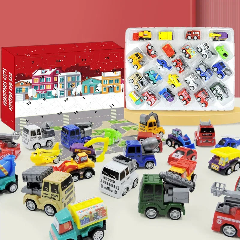 Advent Calendar Car Toys Box Kids 24 Day Christmas Gift