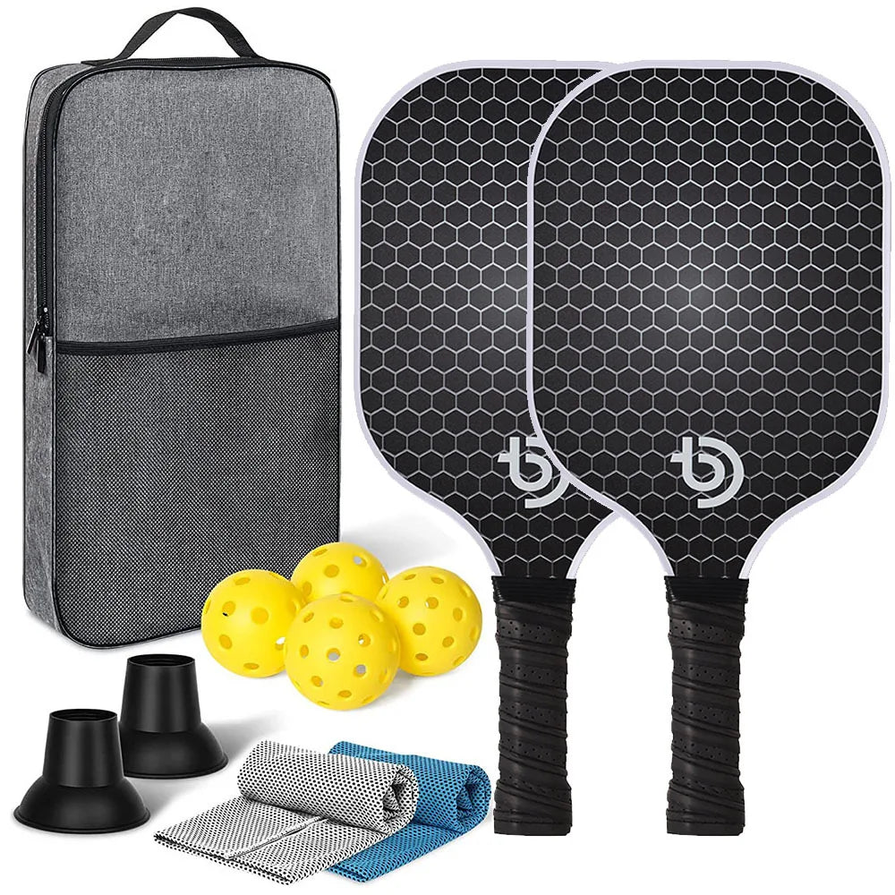 Pickleball Paddles Carbon Fiber Surface Kit USAPA Approved Two Paddles Carry Bag Balls Fall 2025 Durable Control