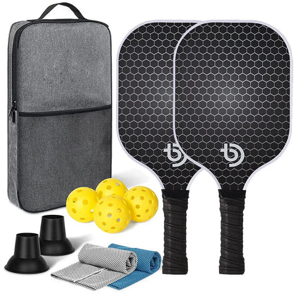 Pickleball Paddles Carbon Fiber Surface Kit USAPA Approved Two Paddles Carry Bag Balls Fall 2025 Durable Control