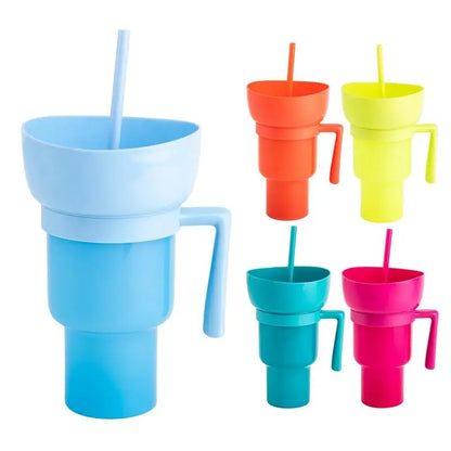 Snack Cup 2 In 1 Snack Bowl Tumbler Splash Proof Leakproof Popcorn Stadium Cup Movie Night Fall 2025