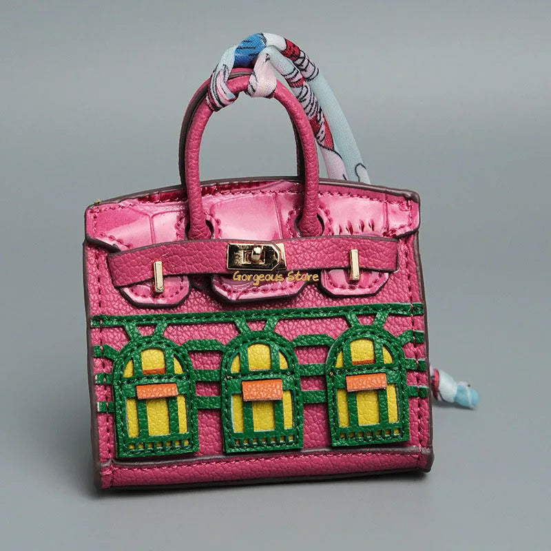 Birkin Inspired Mini Hand Bag - Platinum Bag Charm