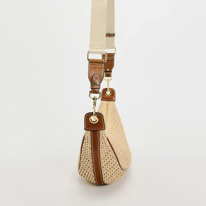 Lightweight women's woven straw shoulder bag – hobo style, crossbody, for beach & summer