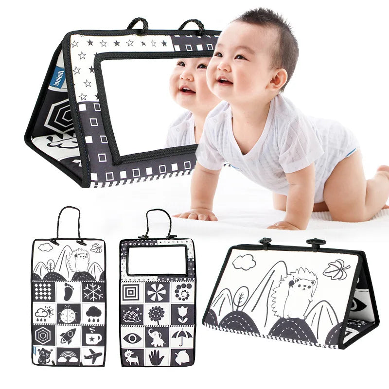 Variant image for Black and White Tummy Time Mirror Toy for Infants, Sensory Development Crinkle Cloth, Best Newborn Tummy Time Toy, Montessori Inspired-6