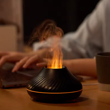 Volcanic Aroma Diffuser Essential Oil Lamp 130ml USB Humidifier with Color Flame Night Light