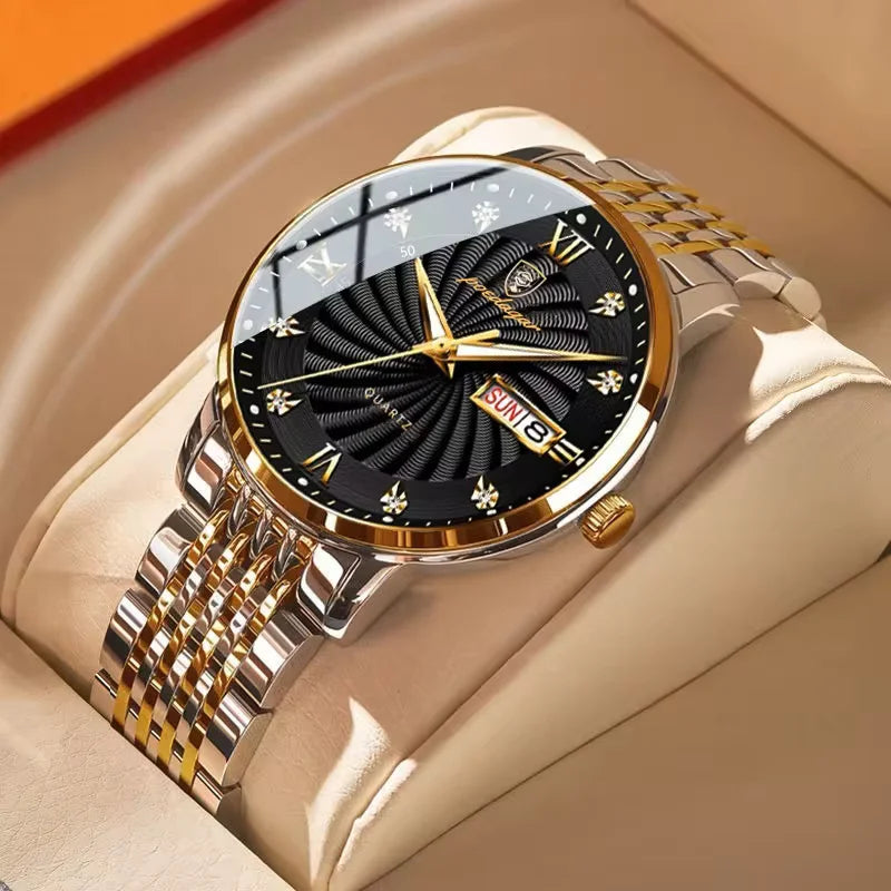 Quartz Wristwatch Stainless Steel Luminous Date Week
