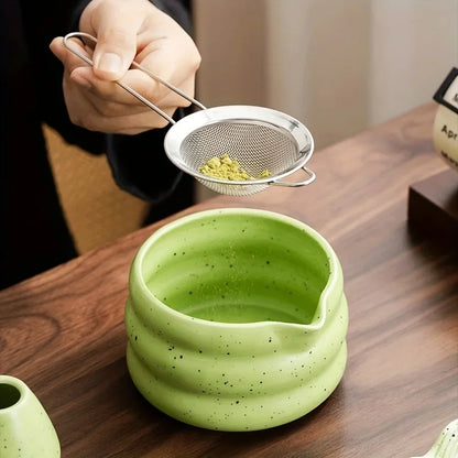Matcha Bowl Ceramic Wavy Rim Tea Set With Song Dynasty Pointing Tool Fall 2025 Mindful Gift