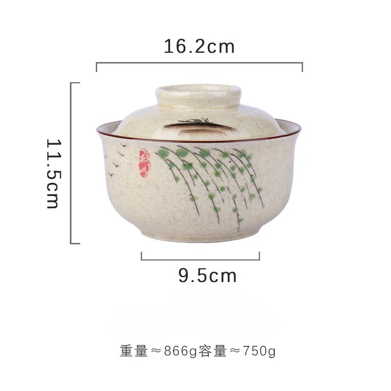 Instant Ramen Bowl With Lid Porcelain Large Capacity